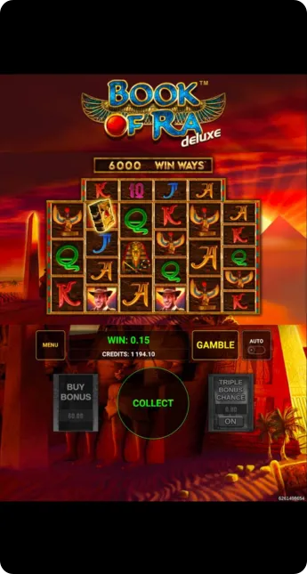 Bonus mode selection screen in Book of Ra Deluxe with triple chance feature